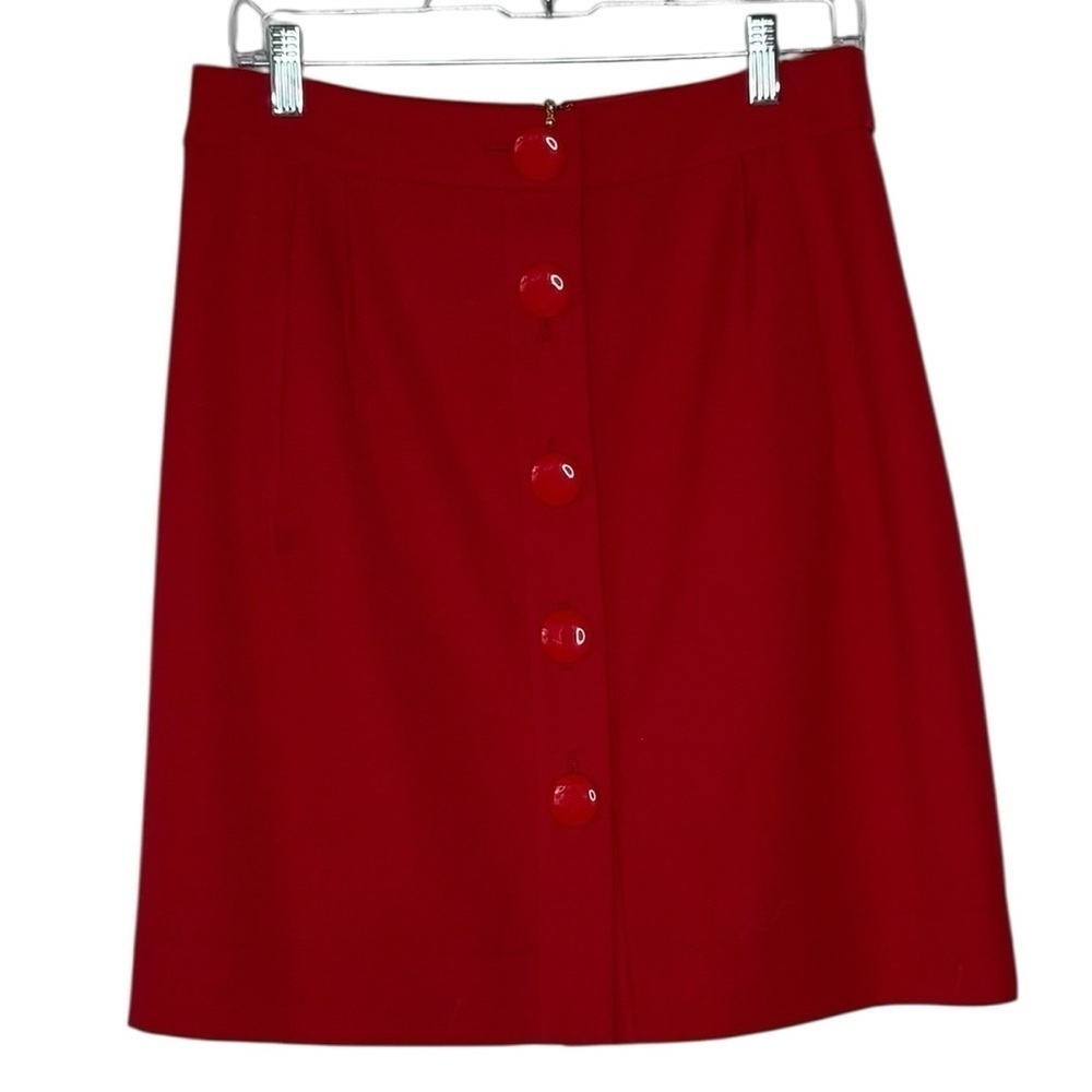 Kate Spade New York Red Wool Button Front Pencil Skirt | Size 10 - Picture 4 of 12